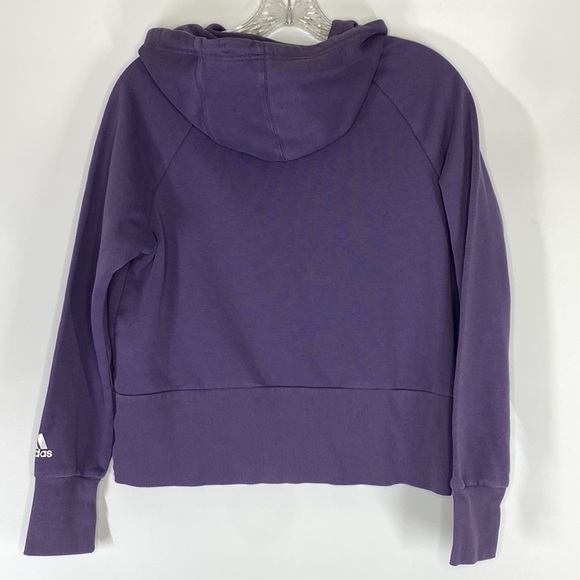 Adidas Purple Spell Out Hooded Sweatshirt Size XS - Picture 2 of 6